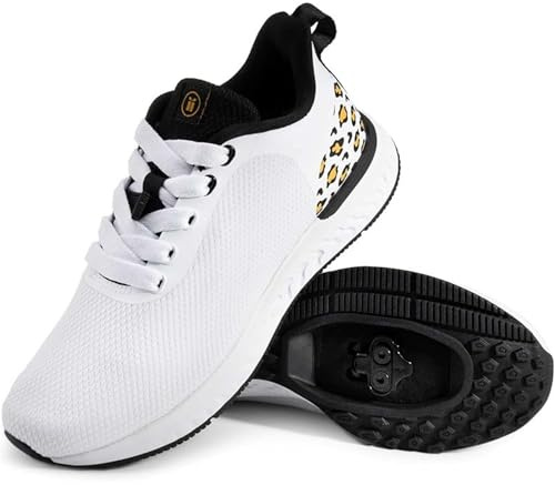 Tommaso Capri Ready-to-Ride SPD Cycling Shoes for Women Indoor Cycling with Pre-Installed SPD Cleats—Works with Most Spin Class & Indoor Bikes—Leopard Style—Size 9.5US—41EU