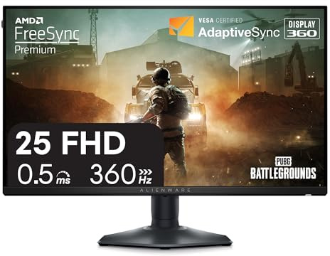 Alienware 25 Moniteur de jeu AW2523HF 24,5 IPS LED Full HD (1920 × 1080) Écran 360 Hz - AMD FreeSync - VESA - Moniteur (USB, HDMI) réglable en hauteur/inclinaison/pivotant/pivot - Côté sombre de la