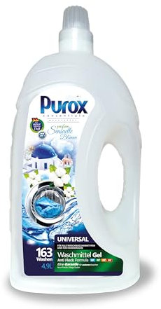 PUROX UNIVERSAL Detersivo Lavatrice Liquido Sensuelle Fiori (163 lavaggi) – Per tutti i tessuti, profumo floreale, protegge i colori, rimuove le macchie, ecologico, protezione anticalcare, 4,9 l