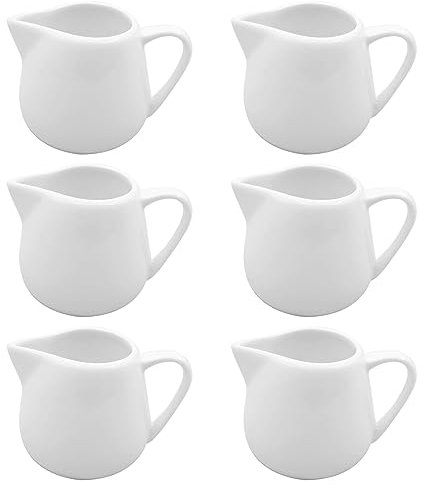 Set of 6 Ceramic Milk Frothing Pitchers 130ml/4.4oz Elegant Porcelain Creamer Drip-Free Spout, Perfect for Coffee Creations Ceramic Milk Jug with Handle