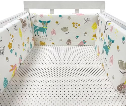 GYCF Krippenumrandung Babybett Umrandung Kinderbett Umrandung Kopfschutz Kinderbett Stoßfänger Kinderbett Kantenschutz Atmungsaktiv Baby Bettumrandung,A07,220x30CM