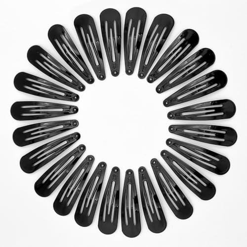 YISCOKO Haarspangen Damen Schwarz Metall Schnappclips, 5,1 cm Haarspangen für Kinder und Mädchen (24 STÜCK Schwarz)