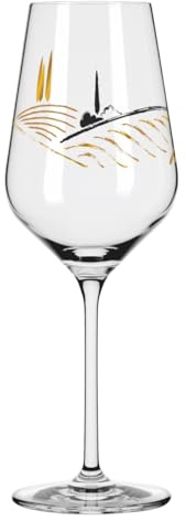 RITZENHOFF 3011011 - Bicchiere da vino bianco, 300 ml, serie a forma di cuore n. 11, con motivo a lettere in oro rosa, made in Germany