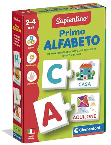 Clementoni Sapientino - Primo Alfabeto, Gioco Educativo per Bambini 2-4 Anni con Flashcards per Imparare Le Lettere e Le Prime Parole, Made in Italy, Lingua Italiana, 16839