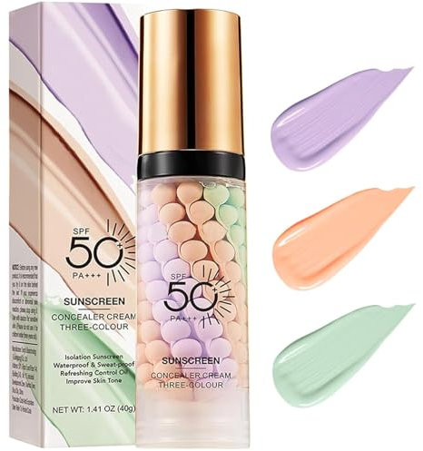 Primer Makeup Base Color Corrector SPF 50, crema solare anti-olio e idratante, fondotinta 3 in 1, schiarendo e raffinando i pori