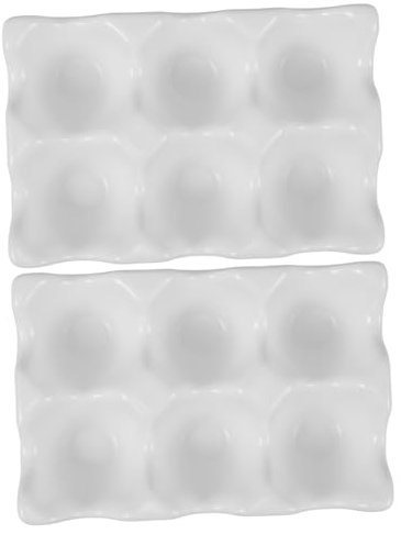 SHINEOFI grille d'oeufs coquetier en céramique plateaux à oeufs porte-œufs de comptoir support d'oeuf frais oeuf en céramique plateau à œufs pour le réfrigérateur blanche