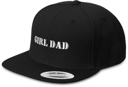 Snapback Hat for Men Flat Brim Hats Dad Girl Father Papa Daddy Pop Pa Embroidered Flat Bill Hat Acrylic Black Design Only