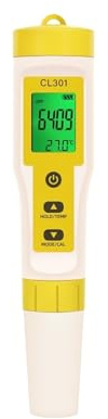 per acqua potabile, acquari e altro ancora Misuratore di pH/CL2/H2/ORP/temperatura, rilevatore di cloro, tester digitale 5 in 1 for la qualità dell'acqua for piscine, acqua potabile, acquario(3 in 1)