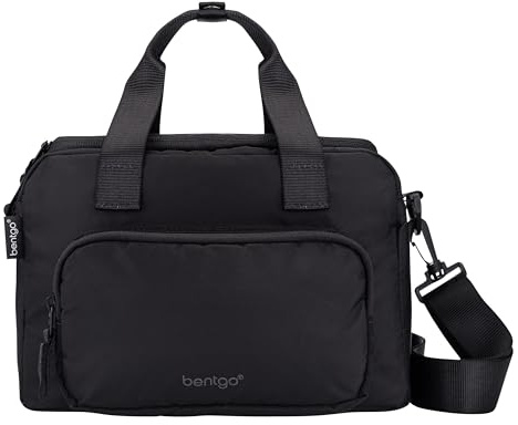 Bentgo Insulated Lunch Bag – Extra-Large Capacity Adult Lunch Bag with Shoulder Strap and External Storage Compartment, Durable, Lightweight, Ideal for Work, School, & Meals On the Go (Obsidian)