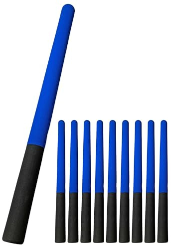 TEKKA BUDO Escrima Safety Lot de 10 bâtons d'entraînement avec housse en mousse Bleu/noir 61 cm