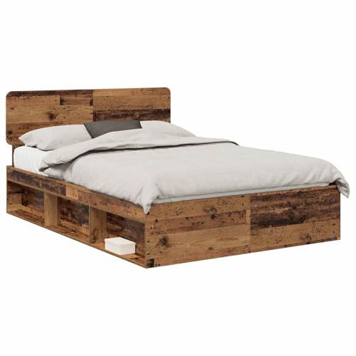 vidaXL Cadre de lit Bois Ancien 140 x 190 cm Pin Massif