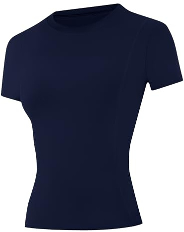 Runhit Women’s Sports Compression T Shirt, UPF 50+ Sun Protection Short Sleeve Classic Shoulder Gym Top, Breathable Quick Dry Activewear for Fitness Running Yoga