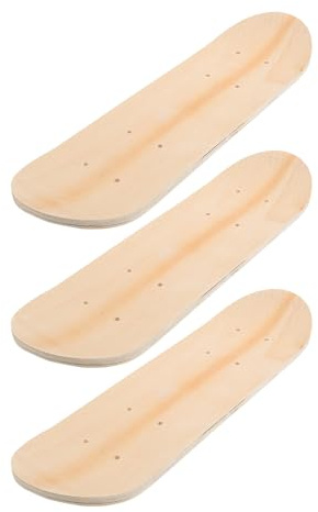 HEMOTON 3 Piezas de Tablas de Skate de Madera sin Acabado, Listas para Pintar, Doble Extremo, Superficie Lisa, para Niños en Escuelas y Patio