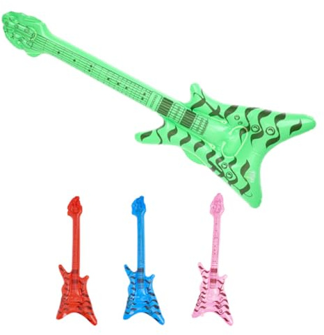BATHVEVE Guitarras Inflables Color Aleatorio Juego de 4 de Pvc Ligeras y Portátiles para Fiestas Temáticas Retro Ideales para Conciertos al Aire Libre y Fiestas en