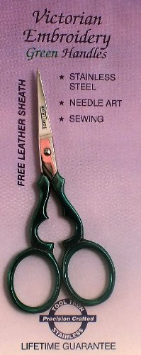Tooltron Victorian Embroidery Scissors with Green Handles