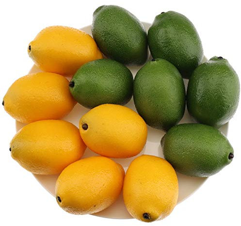 Gresorth 12 Stück Künstliche Grün & Gelb Zitrone Deko Gefälschte Früchte Obst Party Festival Dekoration