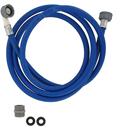 Cold Fill Hose Extension Kit for Washing Machines and Dishwashers 2.5m Blue Flexible Hose with Straight and Hooked Connectors Leak Resistant Water Inlet Pipe Replacement | Paxanpax PLD1230