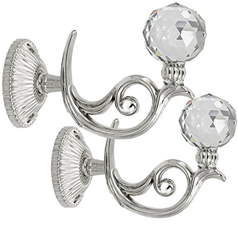 BTSKY 1 Pair Glass Crystal Ball Window Curtain Hook Wall Holder, Silver