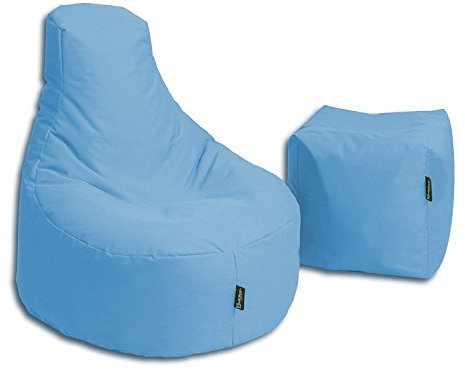 BuBiBag Sitzsack Stillkissen Set Kissen Lounge Gamer Sitzsack Sessel original Sitzkissen In & Outdoor geeignet fertig befüllt in 32 Farben (hellblau)