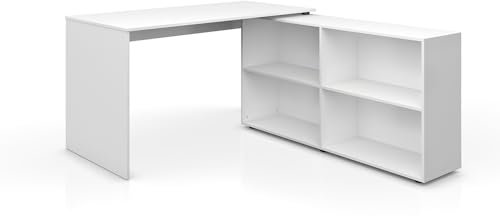 Vicco Eckschreibtisch FlexPlus, Winkelschreibtisch, Weiß, 137 x 60 cm