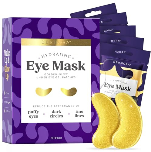DERMORA Golden Glow Under Eye Patches - 30 Pairs Individually Packed