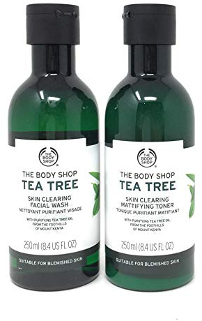 The Body Shop Tea Tree Duo Set 100% Vegan Facial Wash and Mattifying Toner