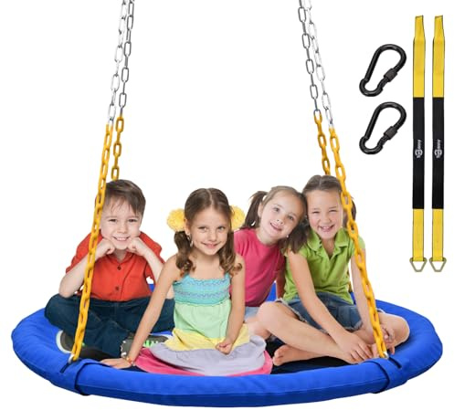 Trekassy 1,000lbs Capacity 40 Saucer Tree Swing for Kids & Adults with Heavy Duty Rust-Resistant Chains, UV/Wear Proof Textilene Fabric Outdoor Disc Round Swing Seat for Backyard