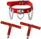 JewelryWe Damen Leder Halsband mit Beingurt: Rot Frauen Punk Gothic Herz Choker mit 2 Beingeschirr Strumpfband Gürtel Set Verstellbare Collar Halskette Oberschenkel Ring Beinwickel für Party Raves