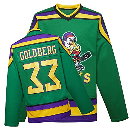 Mighty Ducks Jersey film ishockeytröja S-XXL Charlie Conway #96 Adam Banks #99 90S Hip Hop kläder för fest, #33 grön, XL