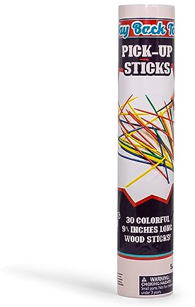 Way Back Toys Pick Up Sticks, 30 Colorful Wooden Sticks and Easy to Carry Container, Game of Steady Hands and Skill, Novelty Family Fun Game for Ages 5 and up