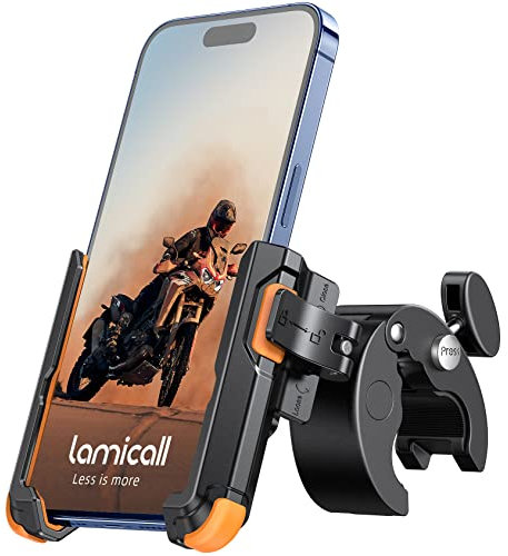 Lamicall Handyhalterung Motorrad, Handyhalter Fahrrad - 【1s Schnellspanner】 Lenker Halter für Dreharbeiten, Universal Handy Fahrradhalterung für iPhone 17 16 15 14 13 Pro Max Plus, Samsung, Smartphone