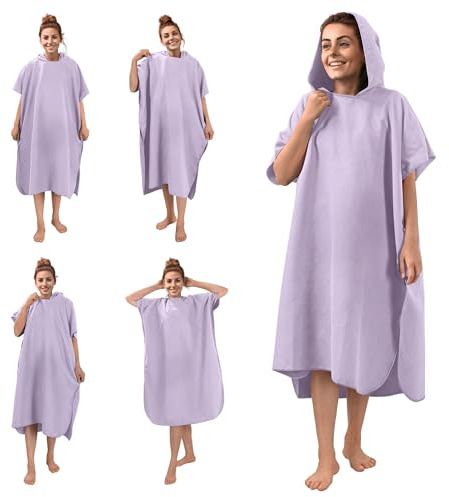 JEMIDI Microfibre Changing Robe - Fast Drying & Lightweight Swim Towel for Adults - Hooded Towelling Poncho Adult Women - Perfect for Beach, Swimming, Surf, & Travel - W/Mesh Bag
