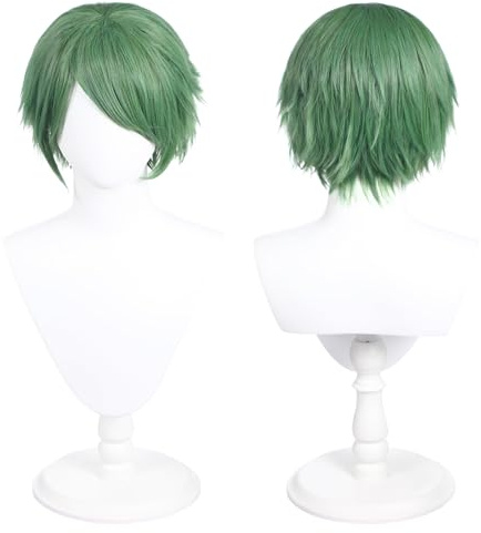30cm / 12 tum lång peruk, universell anime-kostym-cosplay-peruk, perfekt för fester, dagligt bruk, festivaler och Halloween (Pastellgrön)