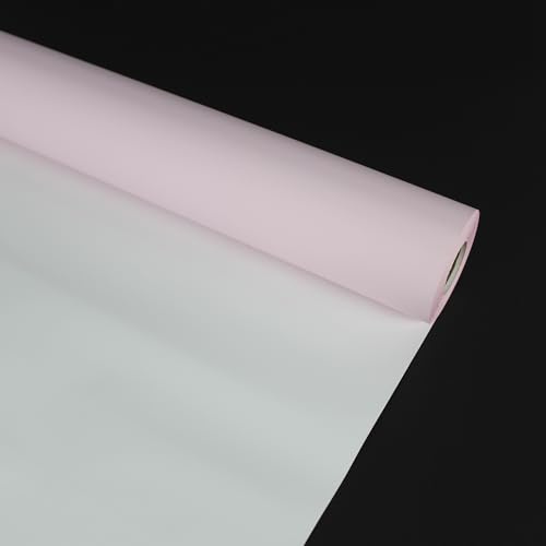 70CM x 30M Rollo de Papel Celofán Opaco Bicolor Blanco y Rosa Pastel para Envolver Regalos, Cestas y Decoración de Flores, Polipropileno 30M de Dos Colores, Grosor 60 micras