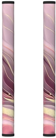 Set di 2 coperture per maniglie del frigorifero, effetto marmo rosa con texture dorata, lavabili, per forno a microonde, forno, lavastoviglie, frigorifero