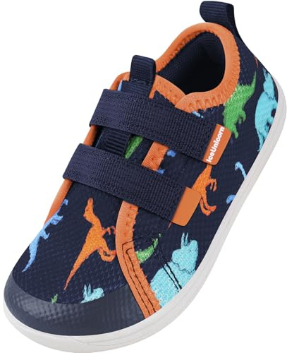 Kids Wide Barefoot Shoes Boys Girls Minimalist School Walking Shoes Trail Running Shoes Walking Sneaker(Navy Orange, 11.5UK Child Wide)