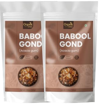 Organic Spree BABOOL GOND 200grams (7.05oz) | Acacia gum | Pure, Natural and Plant based - Pack of 2