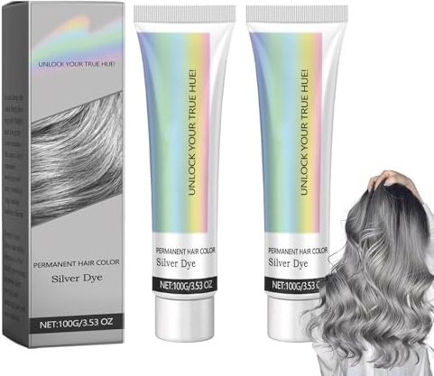 Hppsctink 2pcs Crema capilar gris, Cera temporal para el cabello gris plateada, Hidratación duradera para el cabello, 2pcs*100g,shampoo