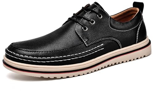 Unitysow Lace Up Shoes Mens Formal Dress Business Classic Casual Derby Shoes Comfortable Lightweight Non-Slip Leather Oxford Shoes,8112 Black,7.5 UK