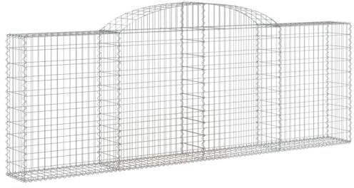 Gaviones con arco alto, 10 unidades, 300 x 30 x 100/120 cm, hierro galvanizado para el cuidado del jardín, duradero y resistente a la intemperie, ideal para vallas de jardín y limitación de parcelas