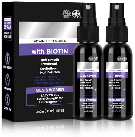 2PCS Hair Growth Spray Serum for Women & Men, Hair Serum for Hair Growth with Biotin, Niacinamide & Ginger Root Oil, Reduces Hair Loss, Promotes Hair and Beard Regrowth