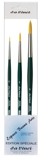 Serie 1570 Nova Pinsel synthetisch, rund, Set 3 Stück, Nr. 0, 4, 8, für Aquarelle, Ölfarben und Acryl. Miniature