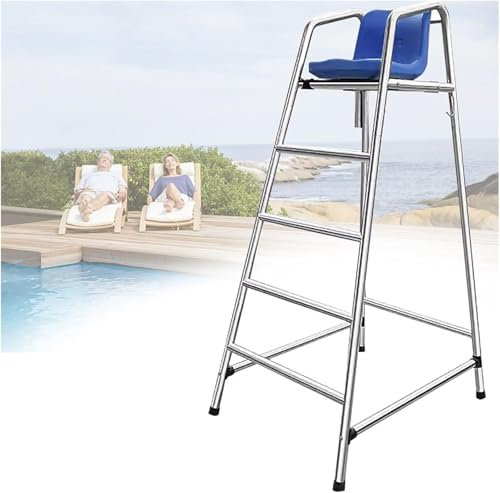 Taburete alto Escalera para Piscina Elevad Silla de salvavidas portátil para la piscina, Taberno de observación salvavidas de playa/lago/cubierta, Silla de árbitro desmontable competición natación vol