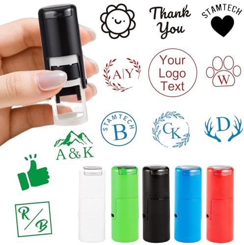 Sello personalizado para tarjetas de fidelización, autoentintable, redondo, de goma, de 12 mm/0,47 pulgadas, ideal para pequeñas empresas, tiendas y tarjetas de recompensa para clientes