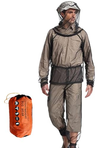 Generico Tuta Rete Anti-Zanzare - Protezione Completa Copertura Totale - Pantaloni In Maglia Morbida E Traspirante Con Sacchetto Per Scalare Trekking Attività All'Aperto