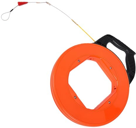 Kabeleinziehhilfe 30m Profi-Set - Einziehspirale 4mm mit Kupferkopf & 6 Adaptern, Drallausgleich für Leerrohre, Elektroinstallation, Kabelverlegen und Glasfaser - Mit Aufbewahrungsbox