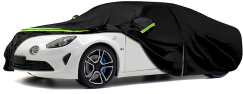 Housse de Voiture Adaptée pour Alpine A110 2017-2025, Housse de Garage Complète Noire étanche avec Porte Zippée pour Neige, Pluie, Protection Tous Temps