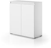 Terraneo mobile multiuso con 2 ante, maniglia a gola e 3 ripiani regolabili, finitura bianco opaco – Mobile basso contenitore pratico da 80x37x102 cm per ogni ambiente