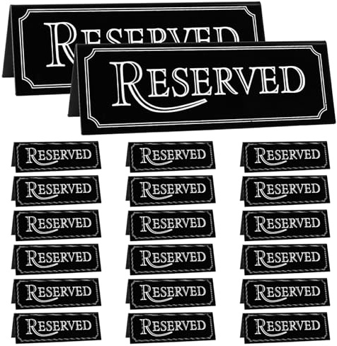JMIATRY 20 carteles reservados para gastronomía, 150 x 50 mm, acrílico, reservas de mesa, para restaurante, boda, reserva de asientos