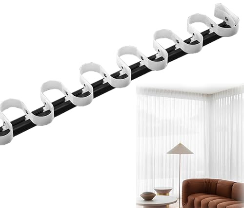 Takmonterat spårsystem i svart aluminium 100 cm (3,3 fot) med flexibla löpare och tejp, set för smidig glidning, perfekt för s och heminredningstillbehör